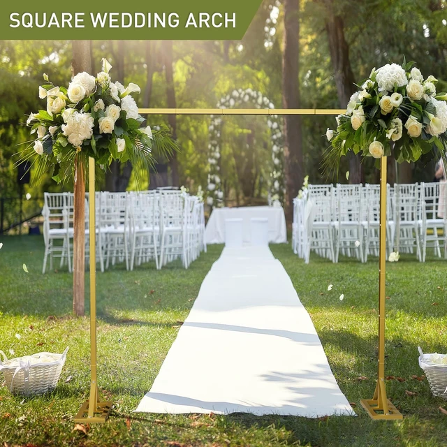 Alt view image 4 of 7 - OGEMXU 8.2FT Backdrop Stand, Square Wedding Arch & Balloon Stand, Gold | Sturdy Metal Construction,Party Decorations for Ceremony, Photobooth,Valentines Day,Birthday, Baby Shower