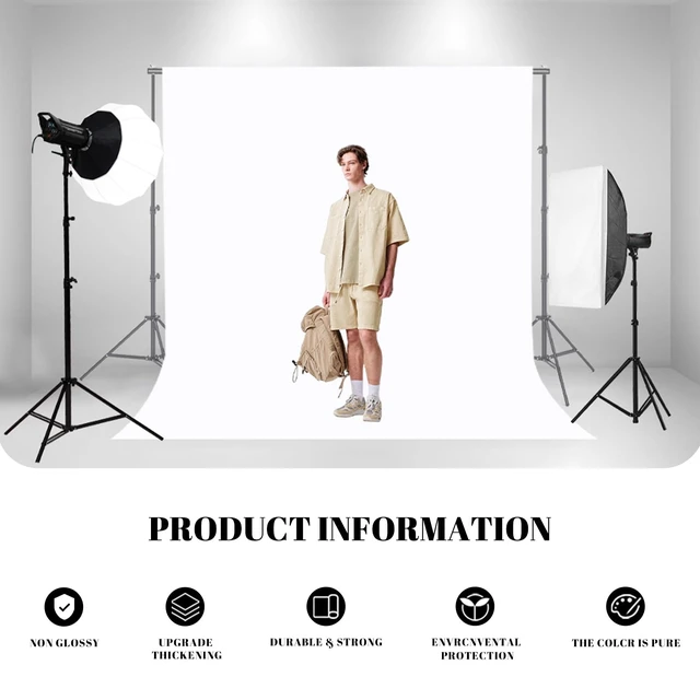 Alt view image 3 of 7 - BEIYANG 10 X10 FT White Backdrop Screen for Photography, Background Cloth for Soft Light, White Backdrop Curtain for Portrait Product Photoshoot Screen Video Recording Parties