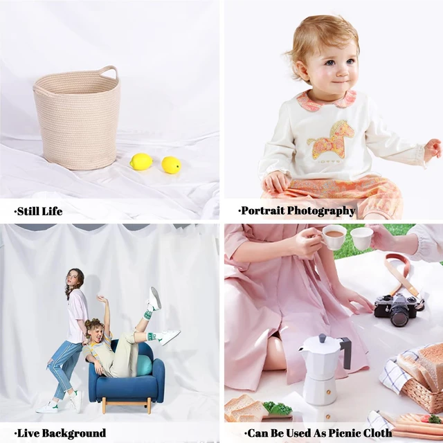Alt view image 5 of 7 - BEIYANG 10 X10 FT White Backdrop Screen for Photography, Background Cloth for Soft Light, White Backdrop Curtain for Portrait Product Photoshoot Screen Video Recording Parties