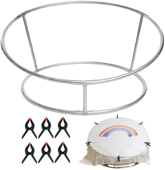 Main image of Newborn Photography Props Baby Photoshoot Frame Stand with Stretch Fabric Backdrop and 6 Clamps, Stainless Steel Round Backdrop Stand for Newborn Photo Sessions
