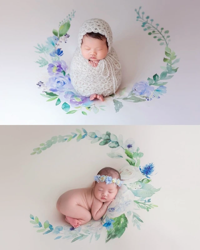 Alt view image 5 of 7 - Newborn Photography Props Baby Photoshoot Frame Stand with Stretch Fabric Backdrop and 6 Clamps, Stainless Steel Round Backdrop Stand for Newborn Photo Sessions