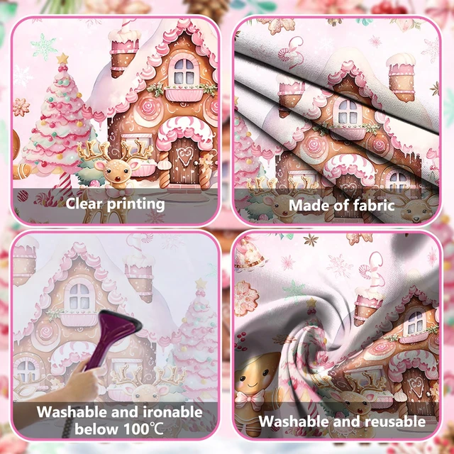 Alt view image 5 of 6 - AIBIIN 8x6ft Christmas Backdrop Pink Gingerbread Candyland House Photography Background Christmas Scene Xmas Holiday Party Decorations Banner Photo Studio Props