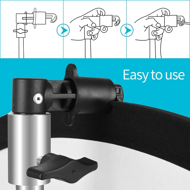 Alt view image 5 of 7 - EMART 8.5FT Light Stand with Photography Reflector Holder Disc Clip | Tripod Stand with Durable Plastic Clamp for Backdrop, Green Screen, Reflector Photography, Studio Portrait, Video Recording