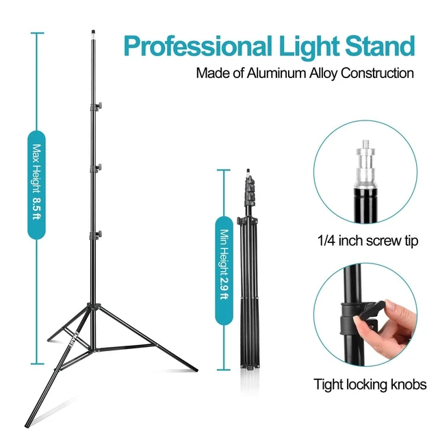 Alt view image 6 of 7 - EMART 8.5FT Light Stand with Photography Reflector Holder Disc Clip | Tripod Stand with Durable Plastic Clamp for Backdrop, Green Screen, Reflector Photography, Studio Portrait, Video Recording