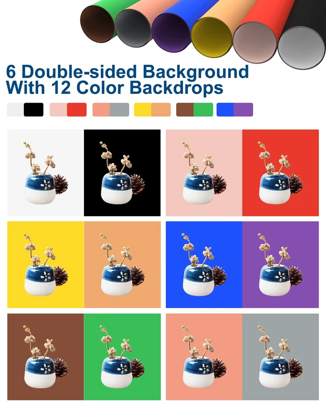 Alt view image 2 of 7 - 16"×16" Professional Photo Studio Light Box,PULUZ Portable Foldable Light Box Photography,Tri-Color Dimmable Photo Box Kit with 160 LED Lights & 6 Backdrops (12 Colors) for Product Photography