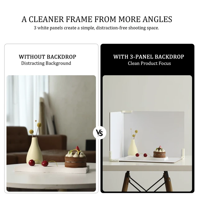 Alt view image 4 of 7 - Metlakat 3-Pack White Photography Backdrop Board, 12 x 12 and 12 x 16 in | Double-Sided Background Panels with 4 L-Shaped Clips and Storage Bag for Product and Food Photos