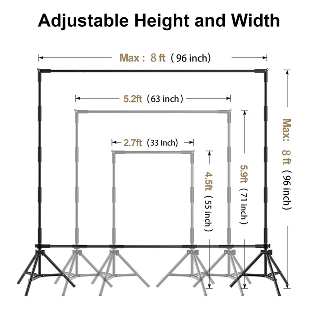 Alt view image 2 of 7 - DUYIKJ Backdrop Banner Stand,8 x 8 Ft Heavy Duty Adjustable Background Stand Photo Back Drop and Repeat Backdrop Stand for Trade Show, Party,Wedding Photo Booth with Carrying Bag