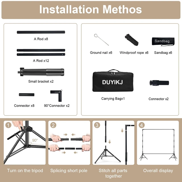 Alt view image 4 of 7 - DUYIKJ Backdrop Banner Stand,8 x 8 Ft Heavy Duty Adjustable Background Stand Photo Back Drop and Repeat Backdrop Stand for Trade Show, Party,Wedding Photo Booth with Carrying Bag