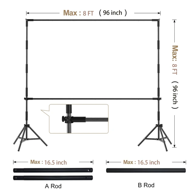 Alt view image 6 of 7 - DUYIKJ Backdrop Banner Stand,8 x 8 Ft Heavy Duty Adjustable Background Stand Photo Back Drop and Repeat Backdrop Stand for Trade Show, Party,Wedding Photo Booth with Carrying Bag