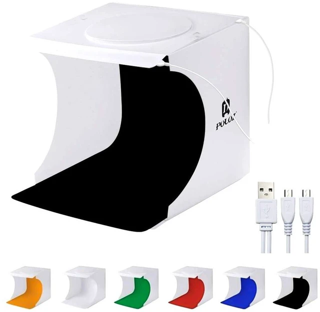 Main image of Mini Photo Studio Super Bright Photography Light Box Lightbox Portable Shooting Light Tent with 6 Colors Photography Backdrops Waterproof Background Screen Carrying Bag (20 Centimeter)