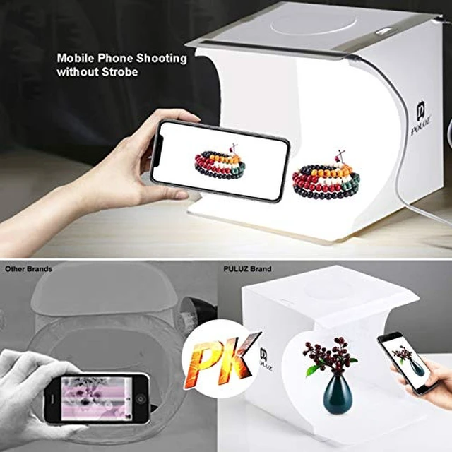 Alt view image 7 of 7 - Mini Photo Studio Super Bright Photography Light Box Lightbox Portable Shooting Light Tent with 6 Colors Photography Backdrops Waterproof Background Screen Carrying Bag (20 Centimeter)