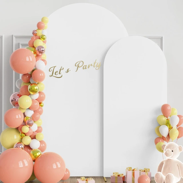 Alt view image 3 of 7 - Wokceer Arch Backdrop Stand and Cover Set of 2, 7.2FT,6FT Arch with Cover | Gold Metal Arch Backdrop Stand with Arch Cover White for Birthday Party Wedding Ceremony Bridal Baby Shower Decor