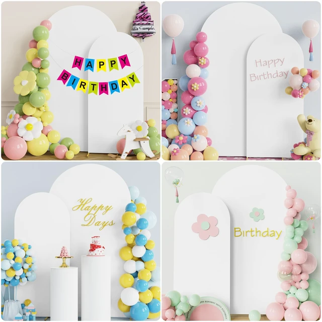 Alt view image 5 of 7 - Wokceer Arch Backdrop Stand and Cover Set of 2, 7.2FT,6FT Arch with Cover | Gold Metal Arch Backdrop Stand with Arch Cover White for Birthday Party Wedding Ceremony Bridal Baby Shower Decor
