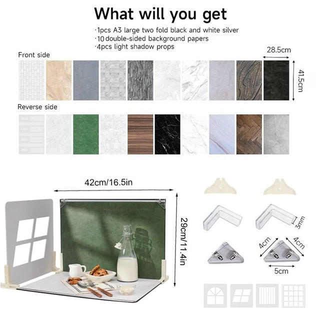 Alt view image 2 of 6 - 14PCS 28patterns Product Photography Backdrops with Shadow Board Kit | Photo Backdrop for Small Product Food Jewelry Cosmetic. (16x11.5in)