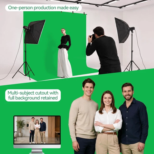 Alt view image 7 of 7 - EMART 8.5x8.5ft Large Green Screen Backdrop Kit, 8.8x7.5FT T-Shape Stand | Reverse Folding Tripod Stand, Spliced Crossbar Plate & 6 Clamps for Studio Shooting, Live Stream