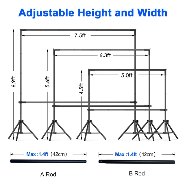 Alt view image 3 of 7 - Backdrop Banner Stand 7 * 7.5FT,Heavy Duty Adjustable Background Stand Photo Back Drop and Repeat Backdrop Stand for Trade Show, Party,Wedding Photo Booth with Carrying Bag