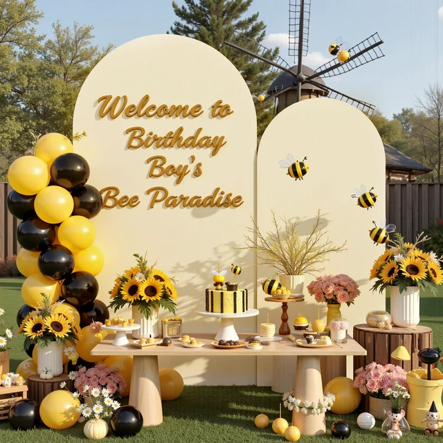Alt view image 4 of 7 - JCJ Arch Backdrop Cover 7.2FT 6FT, Beige Wedding Arch Stand Cover Set of 2 Stretchy Backdrop with Zipper Spandex Fitted Arch Cover for Birthday Party Decoration