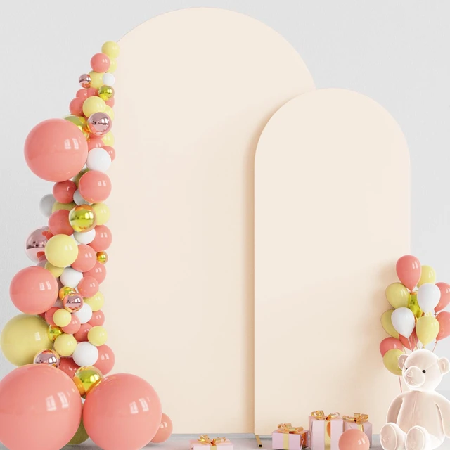 Main image of Wokceer Arch Backdrop Cover 7.2FT, 6FT Beige Arch Covers Stretchy Backdrop | Set of 2 Spandex Fitted Balloon Arch Cover Round Top Chiara Backdrop Cover for Wedding Birthday Party Baby Shower Decor