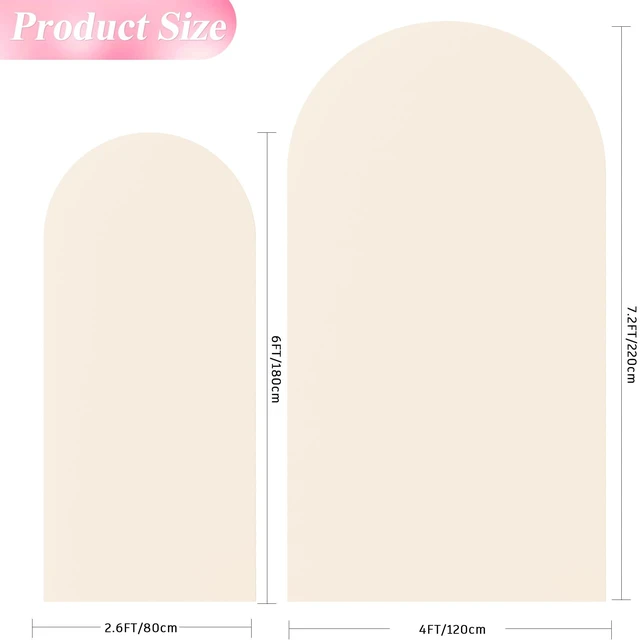Alt view image 2 of 5 - Wokceer Arch Backdrop Cover 7.2FT, 6FT Beige Arch Covers Stretchy Backdrop | Set of 2 Spandex Fitted Balloon Arch Cover Round Top Chiara Backdrop Cover for Wedding Birthday Party Baby Shower Decor