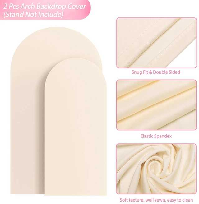 Alt view image 3 of 5 - Wokceer Arch Backdrop Cover 7.2FT, 6FT Beige Arch Covers Stretchy Backdrop | Set of 2 Spandex Fitted Balloon Arch Cover Round Top Chiara Backdrop Cover for Wedding Birthday Party Baby Shower Decor