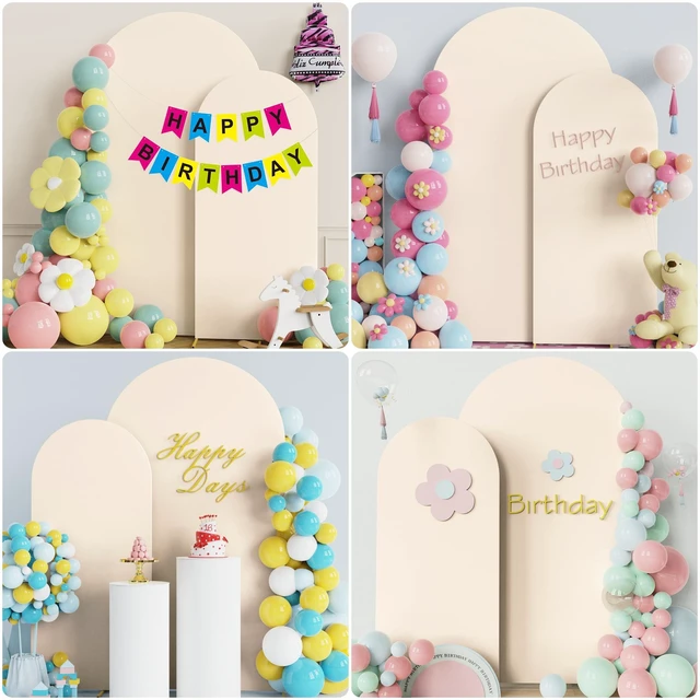 Alt view image 5 of 5 - Wokceer Arch Backdrop Cover 7.2FT, 6FT Beige Arch Covers Stretchy Backdrop | Set of 2 Spandex Fitted Balloon Arch Cover Round Top Chiara Backdrop Cover for Wedding Birthday Party Baby Shower Decor