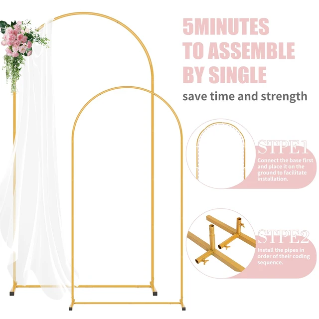 Alt view image 4 of 7 - Metal Arch Backdrop Stand and Pink Cover Set of 2 (6FT/7.2FT) | Easy Assemble Balloon Arch Backdrop with Backdrop Arch cover, Reusable Backdrop Stand for Wedding, Birthday and Baby Shower