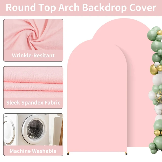 Alt view image 6 of 7 - Metal Arch Backdrop Stand and Pink Cover Set of 2 (6FT/7.2FT) | Easy Assemble Balloon Arch Backdrop with Backdrop Arch cover, Reusable Backdrop Stand for Wedding, Birthday and Baby Shower
