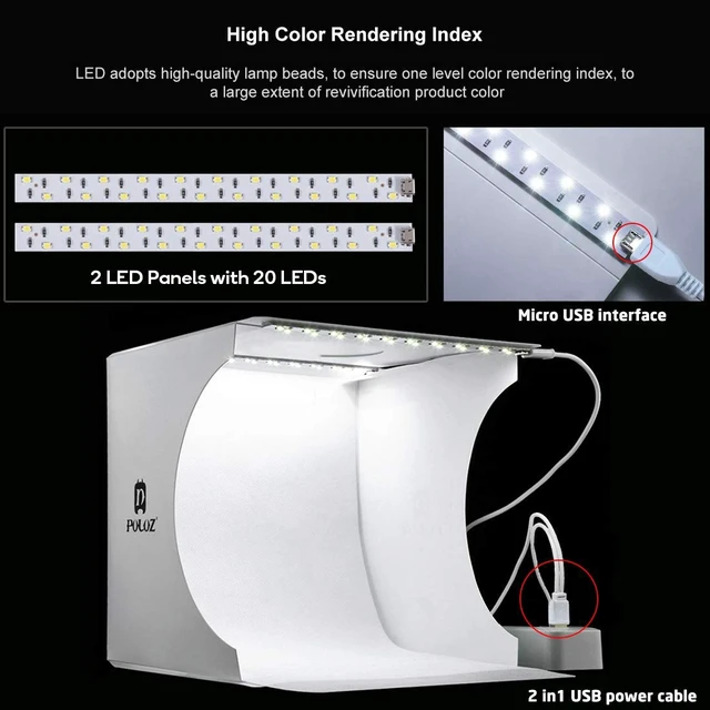 Alt view image 3 of 7 - Mini Photo Studio Super Bright Photography Light Box Lightbox Portable Shooting Light Tent with 6 Colors Photography Backdrops Waterproof Background Screen Carrying Bag (20 Centimeter)