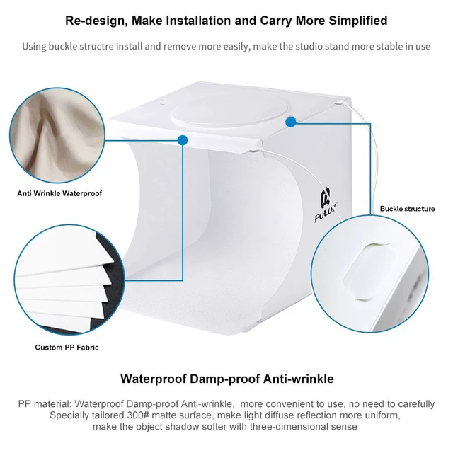 Alt view image 4 of 7 - Mini Photo Studio Super Bright Photography Light Box Lightbox Portable Shooting Light Tent with 6 Colors Photography Backdrops Waterproof Background Screen Carrying Bag (20 Centimeter)