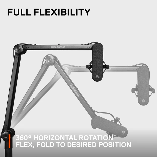 Alt view image 4 of 7 - SteelSeries Alias/Alias Pro Mic Boom Arm | 360° Rotation - Desk Clamp - Folding Scissor Design - Hidden Springs - Cable Management - 3/8 inches and 5/8 inches Adapters