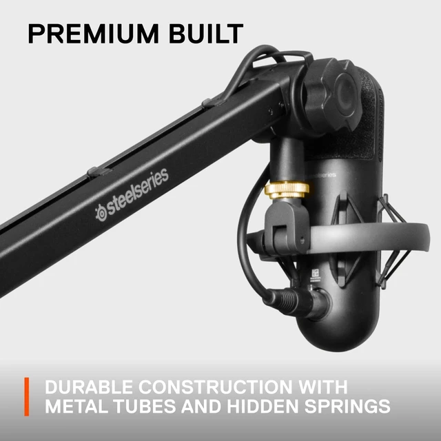Alt view image 5 of 7 - SteelSeries Alias/Alias Pro Mic Boom Arm | 360° Rotation - Desk Clamp - Folding Scissor Design - Hidden Springs - Cable Management - 3/8 inches and 5/8 inches Adapters