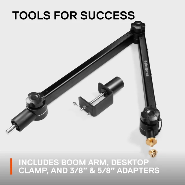 Alt view image 6 of 7 - SteelSeries Alias/Alias Pro Mic Boom Arm | 360° Rotation - Desk Clamp - Folding Scissor Design - Hidden Springs - Cable Management - 3/8 inches and 5/8 inches Adapters