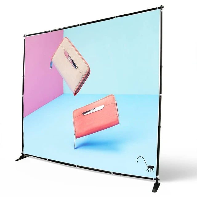 Alt view image 5 of 7 - Displayfactory 10 X 8 Ft Backdrop Banner Stand Step and Repeat Display Stand Adjustable Photo Backdrop Stand for Parties,Trade Show,Photo Booth,Wall Exhibitor Background with Carrying Bag