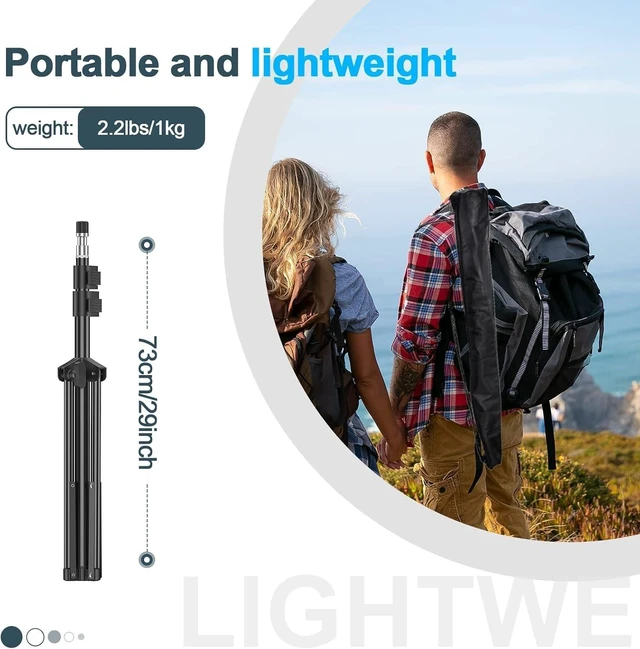 Alt view image 5 of 7 - EMART 7Ft Light Stand for Photography, Speedlight, Flash, Softbox-2 Pack | Portable Photo Video Tripod Stand with Carry Case for Strobe Light, Camera, Photographic Portrait