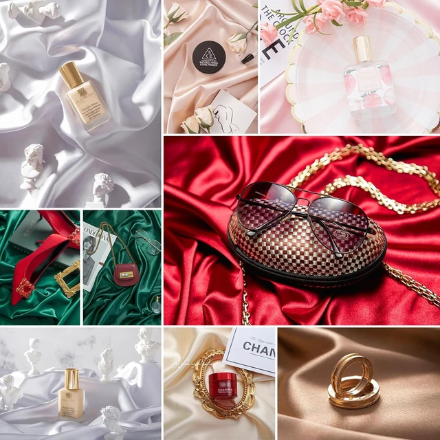 Alt view image 3 of 6 - Product Photography Backdrops6PCS Luxury Silk Texture Photo Props | Jewelry Photography Props for Food Cosmetic Nail Perfume