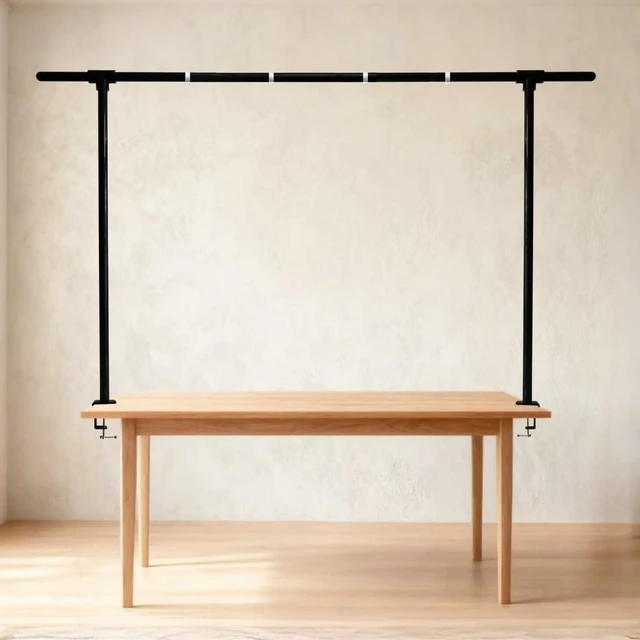 Main image of Beyeutao Over The Table Rod Stand with Clamps Adjustable 16"-87" Length 30"-45" Height Metal Balloon Arch Stand Black Table Backdrop Frame Suitable for Photography Wedding Birthday Party Christmas