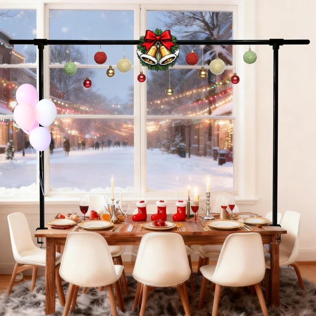 Alt view image 5 of 7 - Beyeutao Over The Table Rod Stand with Clamps Adjustable 16"-87" Length 30"-45" Height Metal Balloon Arch Stand Black Table Backdrop Frame Suitable for Photography Wedding Birthday Party Christmas