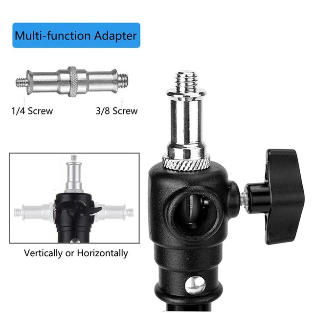 Alt view image 2 of 7 - FIEWSZIHU Camera Ceiling Wall Mount Light Stand 14.1-21.6inches/36-55 cm with 1/4 inch to 3/8 inch Universal Adapter Photography Arm for Photo Studio Video Light, Flash, Ring Light, Reflector