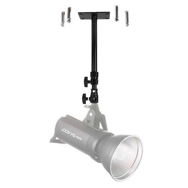 Alt view image 4 of 7 - FIEWSZIHU Camera Ceiling Wall Mount Light Stand 14.1-21.6inches/36-55 cm with 1/4 inch to 3/8 inch Universal Adapter Photography Arm for Photo Studio Video Light, Flash, Ring Light, Reflector