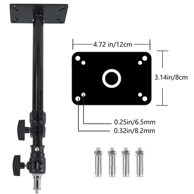 Alt view image 5 of 7 - FIEWSZIHU Camera Ceiling Wall Mount Light Stand 14.1-21.6inches/36-55 cm with 1/4 inch to 3/8 inch Universal Adapter Photography Arm for Photo Studio Video Light, Flash, Ring Light, Reflector