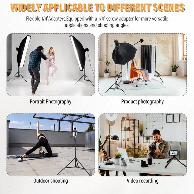 Alt view image 5 of 7 - Light Stand for Photography,69in - 86in Portable Extendable Photo Video Tripod Stand,Heavy Duty Light Stand Lighting Tripod with 1/4" Screw for Strobe Light/Webcams/Cameras/Softbo