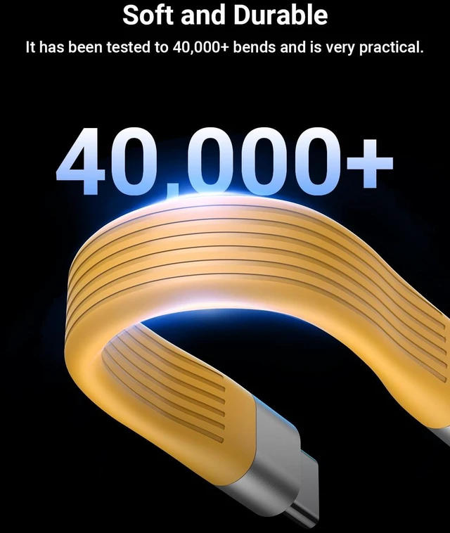 Alt view image 2 of 7 - AJMRTC 13CM Yellow FPC Flat USB4 USB C to USB C Cable, 40Gbps,240W PD,8K@60Hz,Thunderbolt 3/4 Full Function Keychain Short Charging Data Cord for MacBook iPad iPhone 15 16 17,SSD,eGPU,Android Auto VR