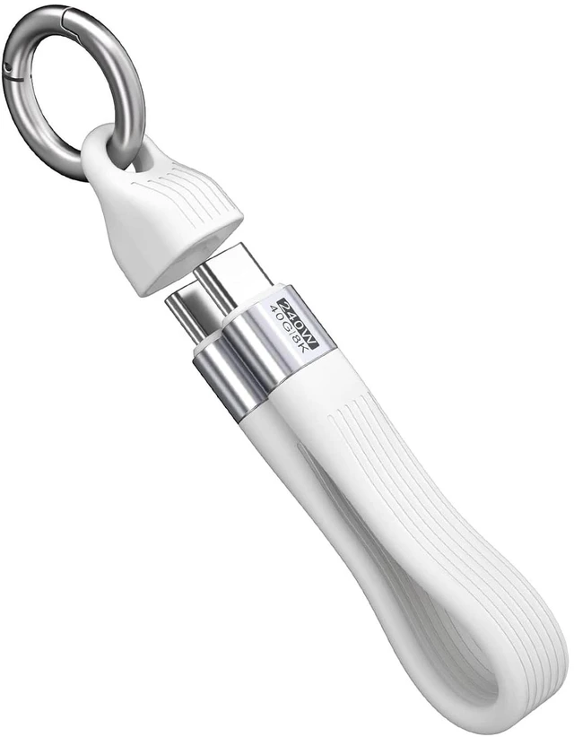 Main image of AJMRTC 13CM White FPC Flat USB4 USB-C Cable,40Gbps,240W PD,8K@60Hz,Thunderbolt 3/4,Keychain Short Charging Data Cord for MacBook iPad iPhone 15 16 17 Samsung Android Auto VR