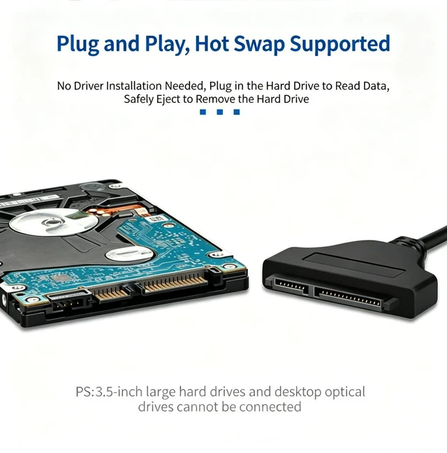Alt view image 3 of 7 - AJMRTC USB-C to SATA Adapter Cable,6Gbps 480MB/s,16CM,2.5 Inch SSD HDD Hard Drive Connector,Type-C to SATA Converter for Lenovo Dell HP ASUS Acer MSI Laptop Desktop PC