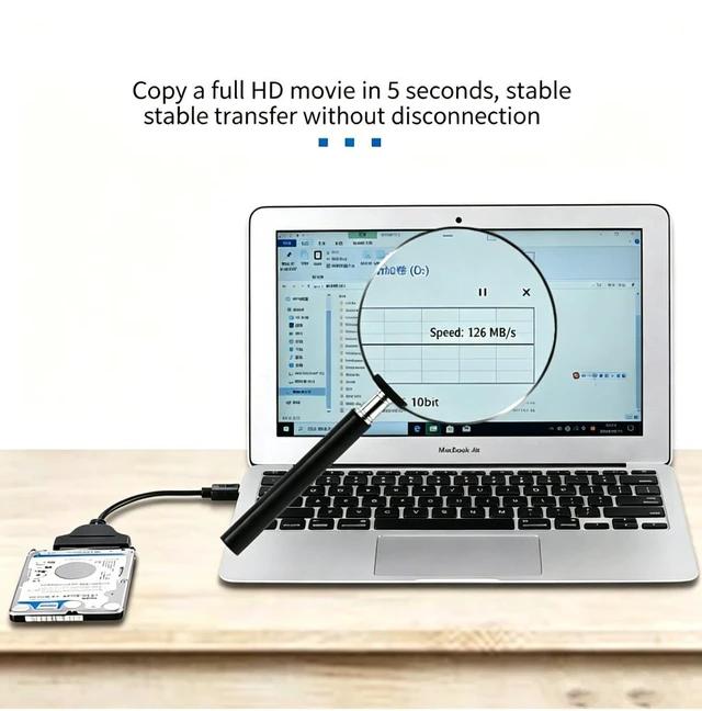 Alt view image 5 of 7 - AJMRTC USB-C to SATA Adapter Cable,6Gbps 480MB/s,16CM,2.5 Inch SSD HDD Hard Drive Connector,Type-C to SATA Converter for Lenovo Dell HP ASUS Acer MSI Laptop Desktop PC