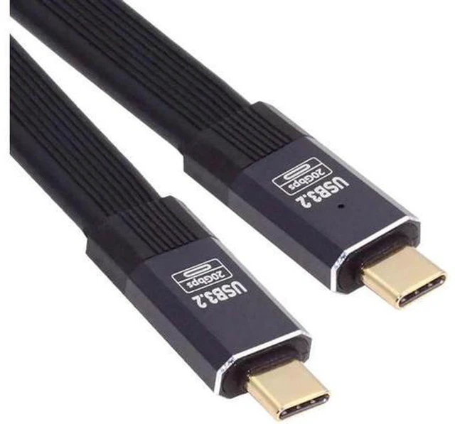 Alt view image 7 of 7 - AJMRTC 0.8M USB4 Cable 20Gbps Flat Slim FPC Type C to Type C Cord, 100W PD Fast Charging, 8K@60Hz 5K@60Hz Video Output, USB4.0 Compatible with Thunderbolt 3/4 for Laptop, External SSD, Docking Station
