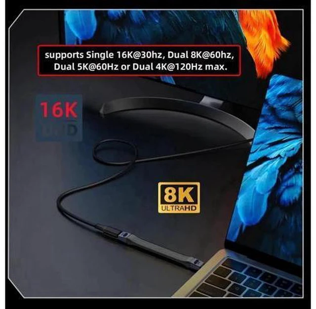 Alt view image 5 of 7 - AJMRTC 13cm USB5.0 Cable 80Gbps Flat Slim FPC Type C to Type C Cord, 240W PD3.1 Fast Charging, 16K@30Hz 8K@60Hz 5K@60Hz Video Output, Compatible with USB4.0 & Thunderbolt 3/4/5 for Laptop, SSD, Dockin