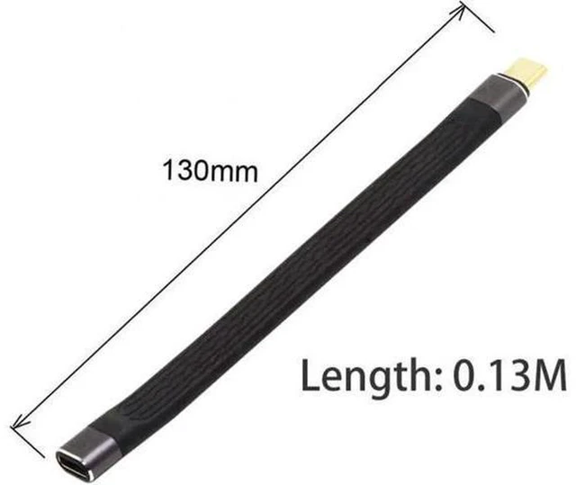 Alt view image 6 of 7 - AJMRTC 13cm USB4 Extension Cable, Slim Flat FPC Type-C Male to Female Extension Cord, 40Gbps Data Speed, 100W PD Fast Charging, 8K@60Hz Video Output, USB4.0 Compatible with Thunderbolt 3/4 for Laptop,