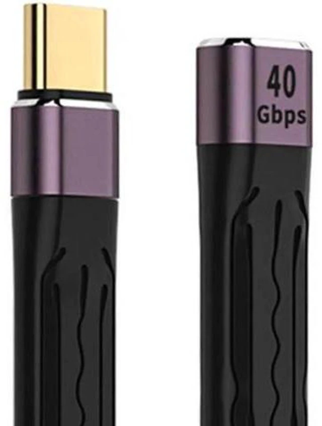 Alt view image 2 of 7 - AJMRTC 13cm USB4 Extension Cable, Slim Flat FPC Type-C Male to Female Extension Cord, 40Gbps Data Speed, 100W PD Fast Charging, 8K@60Hz Video Output, USB4.0 Compatible with Thunderbolt 3/4 for Laptop,