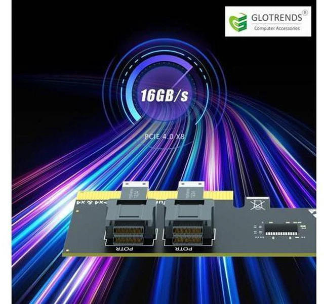 Alt view image 7 of 7 - AJMRTC 2-Port SFF-8643 Mini-SAS HD to PCIe 4.0 X8 Adapter Card, Without PCIe Bifurcation Function, Comes with Regular and Low-Profile Bracket, for Server, Workstation, U.2 NVMe SSD Storage Expans